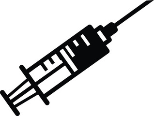 Illustration of Medical Syringe Injection Tool with Needle Used for Vaccine or Drug Delivery in Black and White Suitable for Health and Science Designs