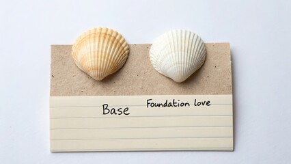 Two Different Seashells on Note Card with Foundation Love Message