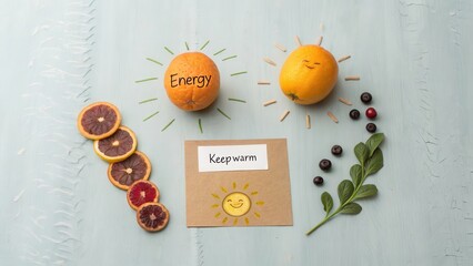 Vibrant Composition of Fruits with Positive Energy and Warmth Message