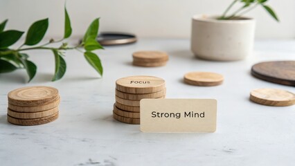 Wooden Tokens with Motivational Words for Personal Growth and Focus