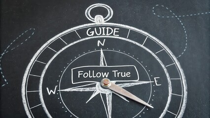 Vintage Compass Design with Chalkboard Background and Inspirational Text