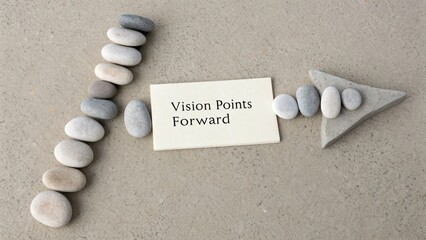 Vision Points Forward with Pebbles Arranged in an Arrow Shape