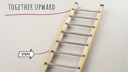 Wooden Ladder with Metallic Rungs for Climbing and Construction Use