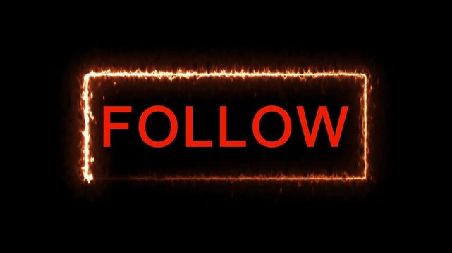 Bright neon follow firing red glow, ideal for social media.
