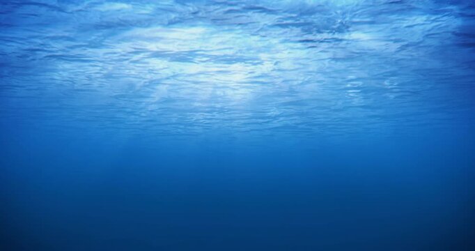 light rays, seamless loop of deep blue ocean waves from underwater background