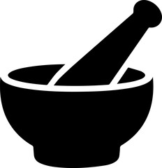 A mortar and pestle silhouette icon