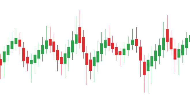 Candlestick chart showing stock market fluctuations