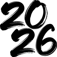 A Handwritten bold brush stroke number 2026 symbol representing the upcoming year celebration vector Illustration 