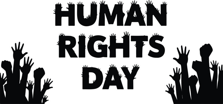 Human Rights Day Celebration with Raised Hands Symbolizing Freedom and Solidarity