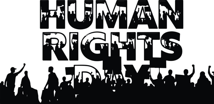 Human Rights Day Crowd Silhouette Illustration for Advocacy and Social Justice Initiatives