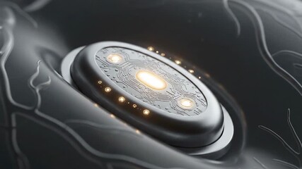 Close up of a glowing futuristic digital circuit board with intricate metallic details and illuminated nodes - Powered by Adobe