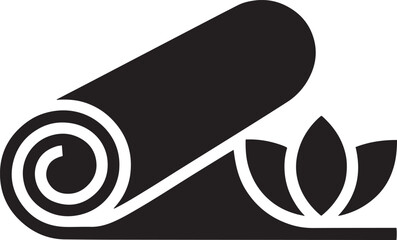 Yoga Mat Lotus Flower Relaxation Meditation Exercise Icon Symbol Isolated on Transparent BG