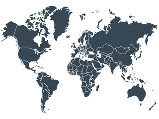 United States of America Map with State Borders in Light Gray and White Outlines simplified