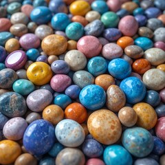 Colorful Smooth Stones Multicolored Pebbles Background Texture 
