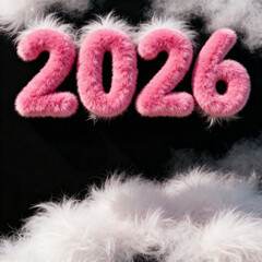 Pink Furry 2026 On Black Background Art Concept