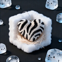 Zebra Heart In Fluffy Box Art Concept