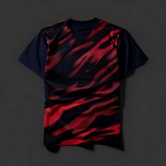 Modern T Shirt with Abstract Red Design on a Dark Background