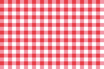 Red tablecloth texture . Checkered picnic plaid texture . Red checkered table pattern . Vector illustration