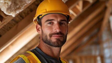 Construction worker portrait smiling at job site