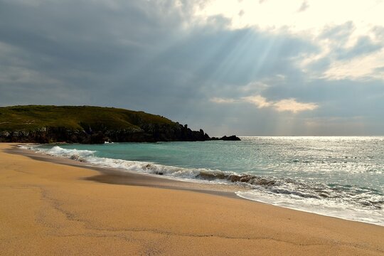 Plage de sable fin pr&egrave;s de Ferrol en Galice dans le nord-ouest de l&rsquo;Espagne