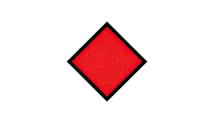 Red Diamond Shape with Black Outline on White Background.