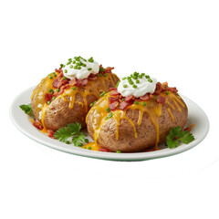 Loaded Baked Potatoes isolated on transparent background