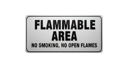 Flammable Area No Smoking No Open Flames Sign.