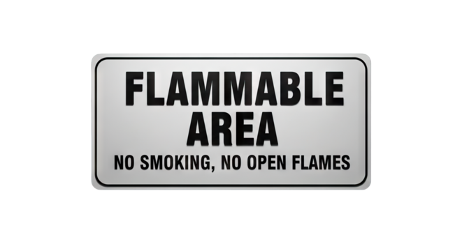 Flammable Area No Smoking No Open Flames Sign.