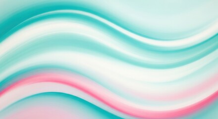 Obraz premium Soft Light Teal and Pink Gradient Waves. Clean Luminous Abstract Background.