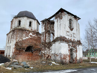 The destroyed Pyatnitskaya Church in the city of Belozersk, built in 1791-1795. Russia, Vologda region