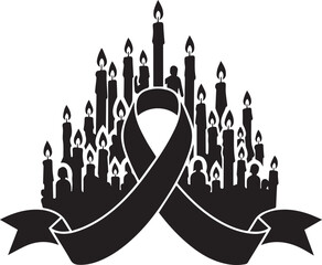 World aids day symbolic candles and awareness ribbon for support and remembrance