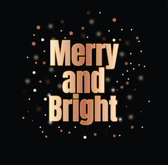 Golden Glitter Merry and Bright Christmas Typography
