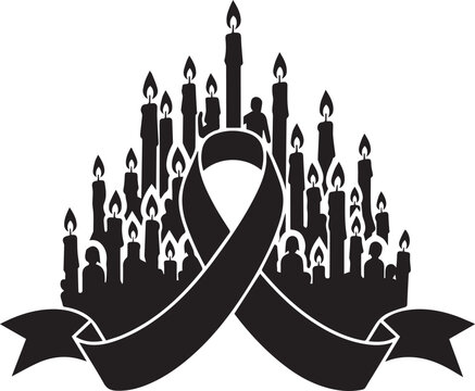 World aids day symbolic candles and awareness ribbon for support and remembrance - Powered by Adobe