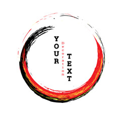 Brushstroke circle on a white background. Multicolored brushstrokes. Design template