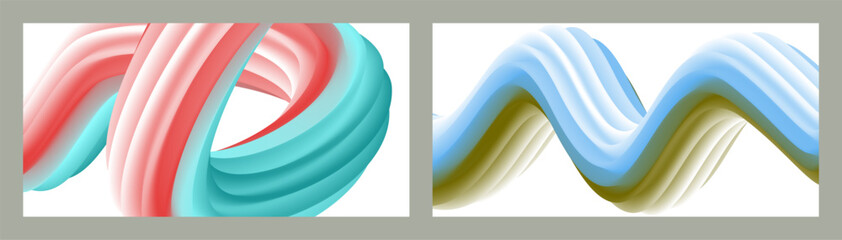 Abstract volumetric background. Cords. set of two illustrations. Toothpaste in a tube. Minimalism. Creative modern background. Cover design, wallpaper, background. eps 