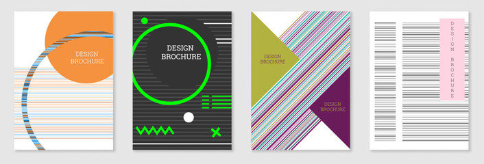 Geometric cover design, set. Abstract unusual background 