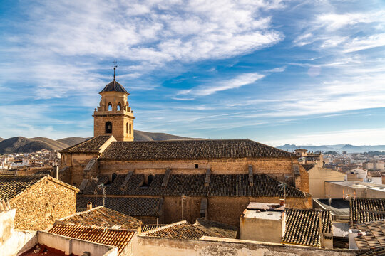 Old church over the village, in Hell&iacute;n village, Albacete (Spain)