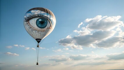 Surreal Balloon Eye Floating in Sky