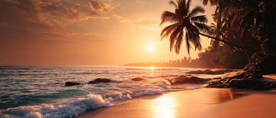 Golden Sunset Over Tropical Beach