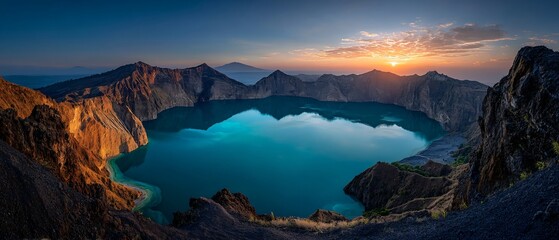Sunrise Over Volcanic Crater Lake