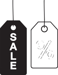 Sale discount tags with percentage off labels, price promotion badges
