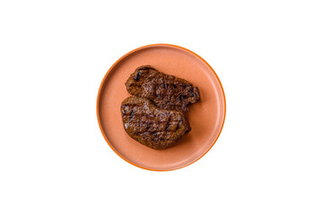 Food, grilled beef steak, roast meat for lunch. Grilled beef steak