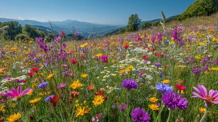 Blooming Spring Wildflower Meadow