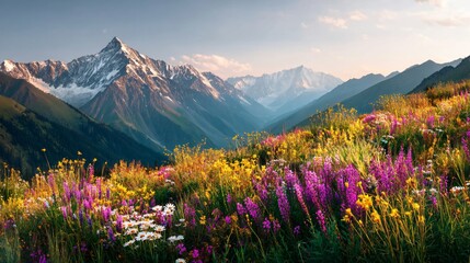 Sunrise Over Alpine Wildflower Meadow