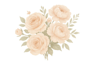 Watercolor floral bouquet with pastel roses and peonies
