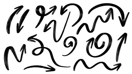 Set of Sketchy Black Ink Arrows Collection