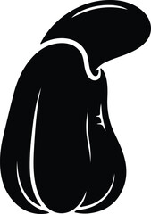 Illustrator Cashew nut single black and white icon Silhouette vector