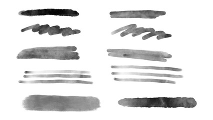 Black Ink Brush Strokes Elements Collection