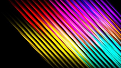 Digital Bright Spectrum Stripes Black Background Vector