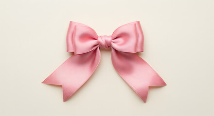 Elegant Pink Ribbon Bow for Celebrations, Gifts, and Decorations, A Stylish and Feminine Pink Bow on a Cream Background, Perfect for Gift Wrapping